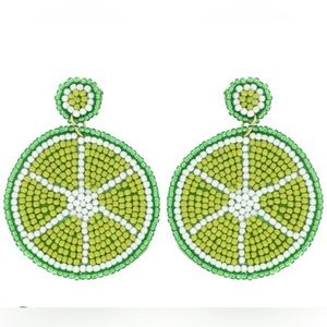 NWT Spice Market Beaded Slice of Lime Earrings